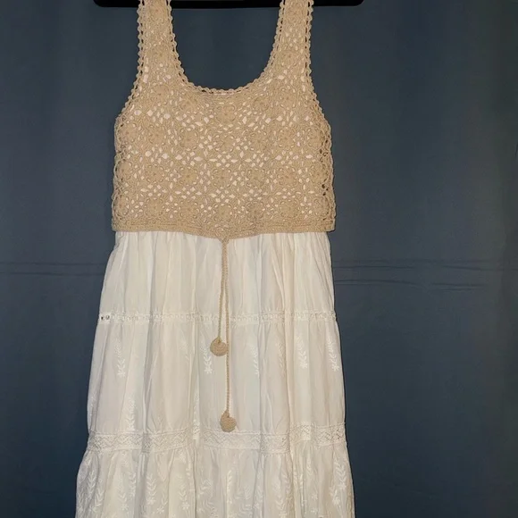 Anthropologie Cream Crochet Midi Dress - Picture 3 of 6